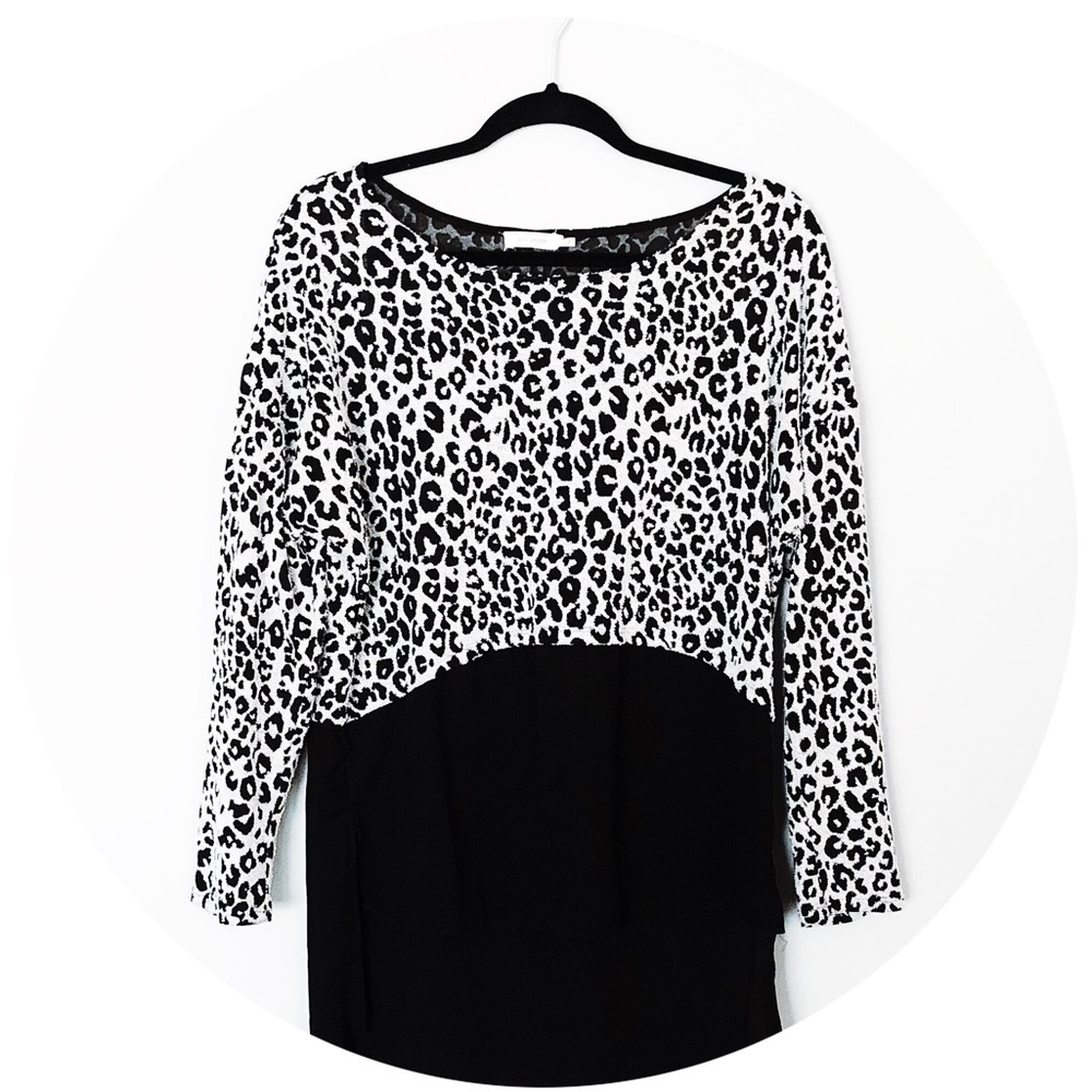 Blu Pepper Cheetah/Black Sheer top S NEW